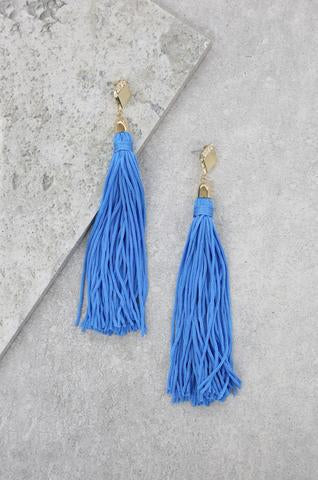 Denim Blue Layered Tassel Earrings