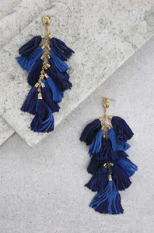 Sky Blue Tassel Earrings