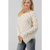 Diamond Open Knit Bell Sleeve Sweater (Cream)