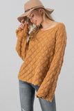 Diamond Open Knit Bell Sleeve Sweater (Mustard)