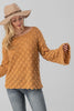Diamond Open Knit Bell Sleeve Sweater (Mustard)