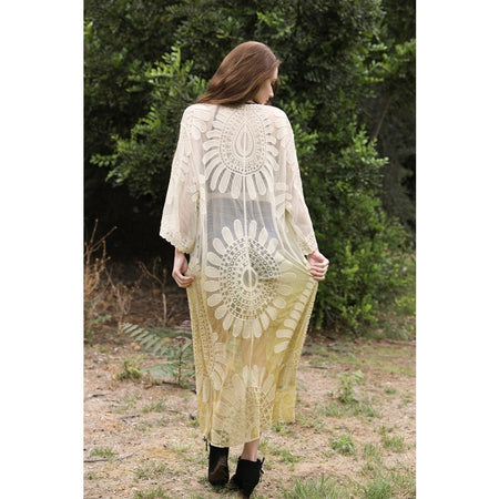 Teal Vintage Lace Kimono